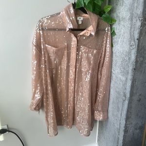 River Island Beige sequin shirt in L